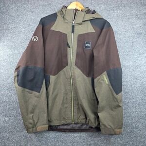 K2 Technical Outdoor Vertical Gore-Tex Jacket Mens L Olive Brown Colorblock Ski